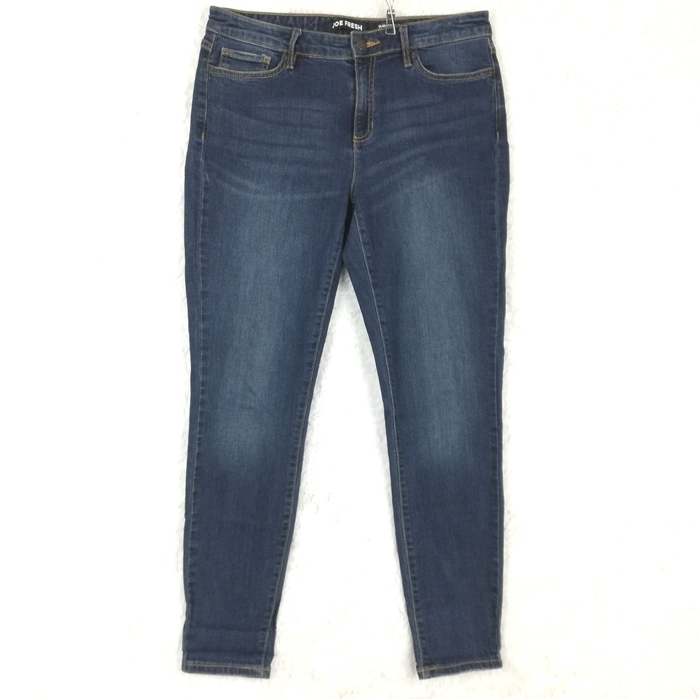 Joe Fresh Womens Jeans Classic Slim‎ Ankle Blue Denim Mid Rise Dark Wash 30